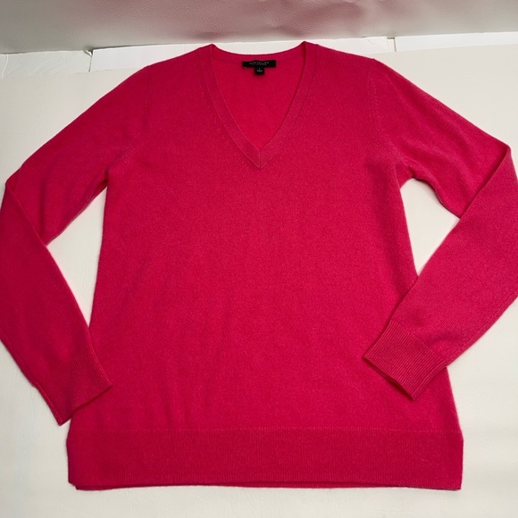 Ann Taylor 100% cashmere v neck sweater pink size M - Picture 1 of 5
